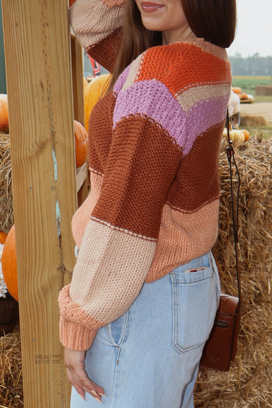 Colorblock Drop Shoulder Knitted Sweater