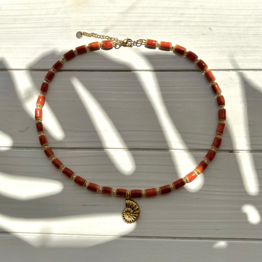 Orange Beaded Necklace
