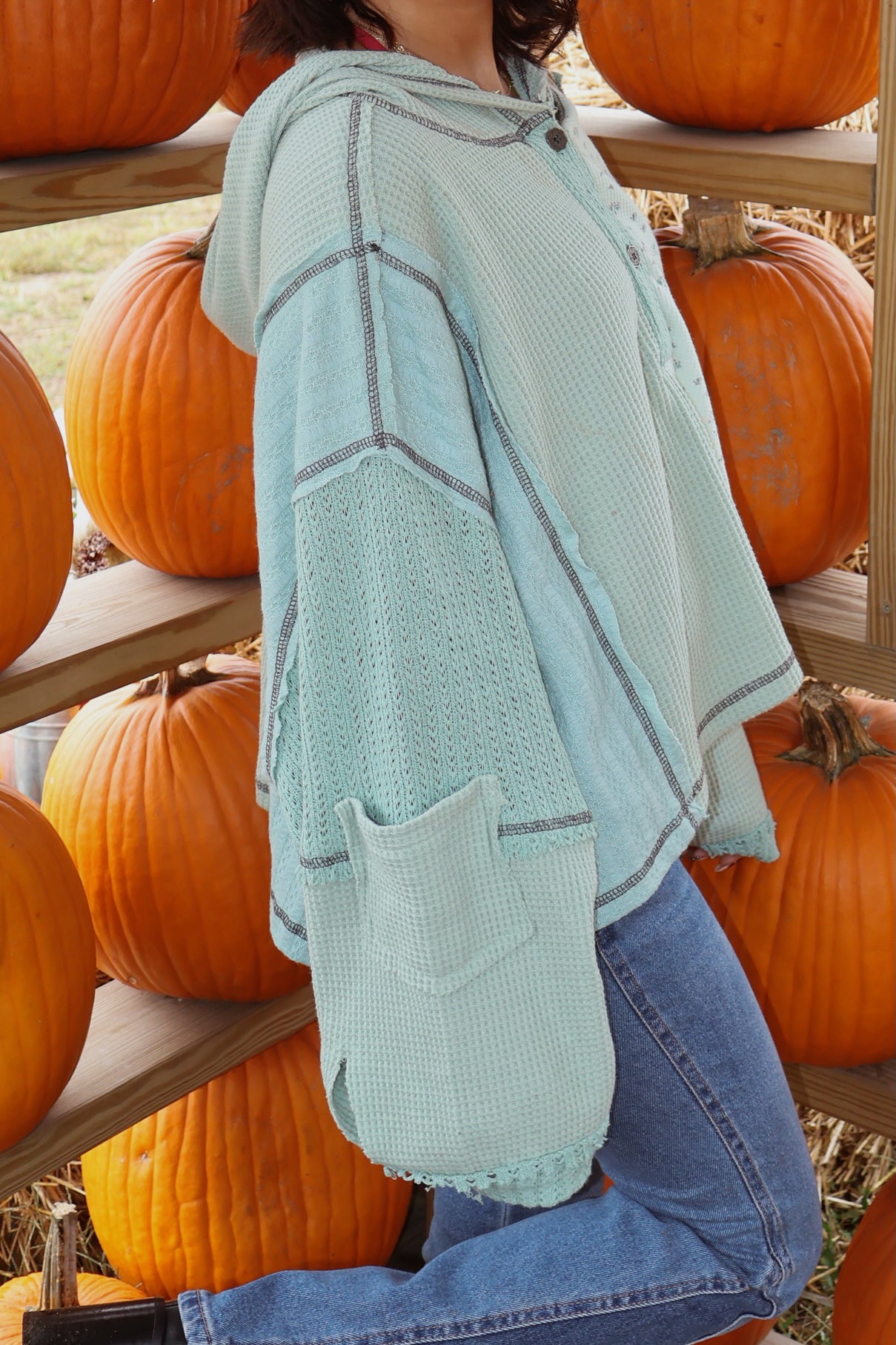 Semi Cropped Knit Hoodie