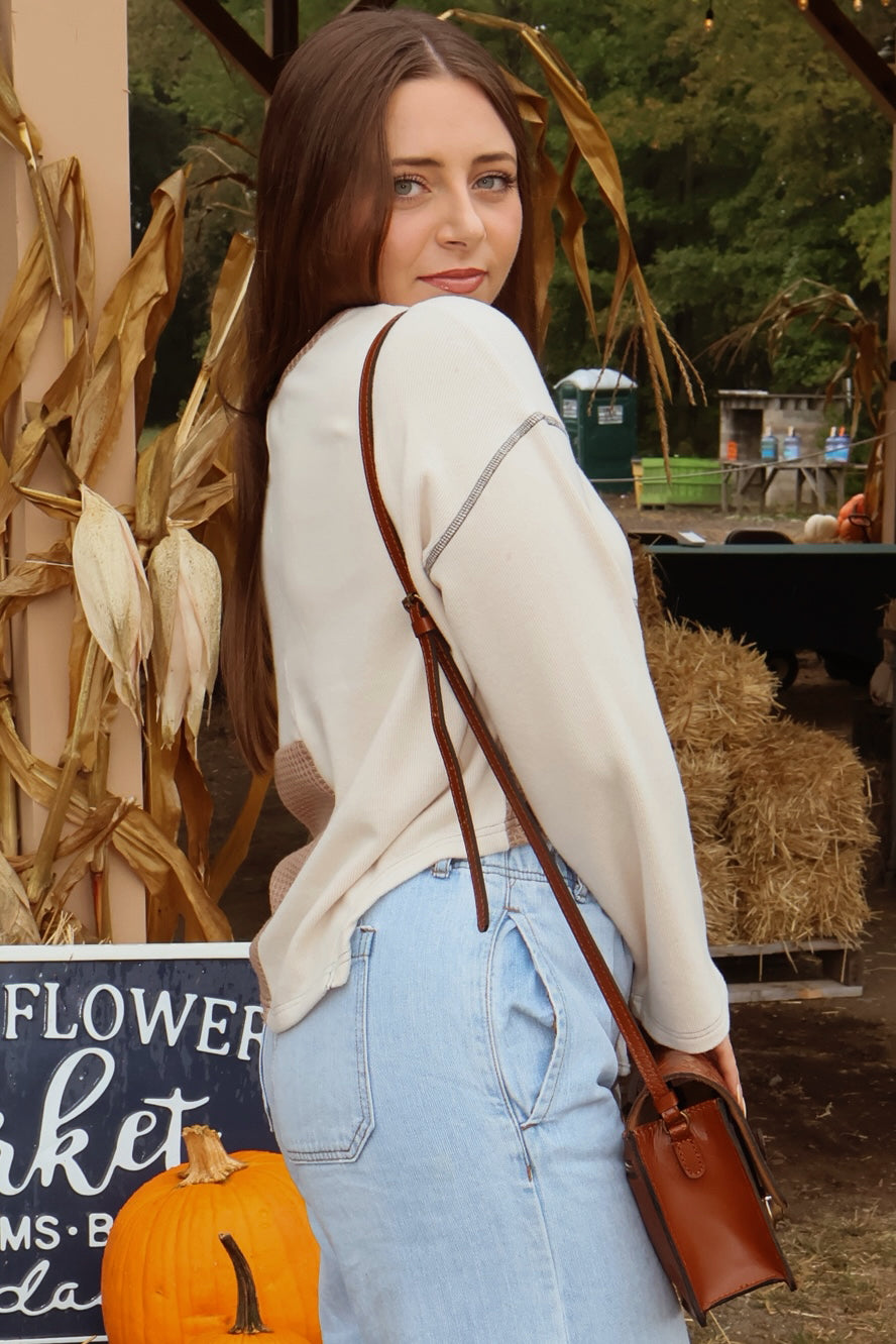 Color Block Waffle Knit Top