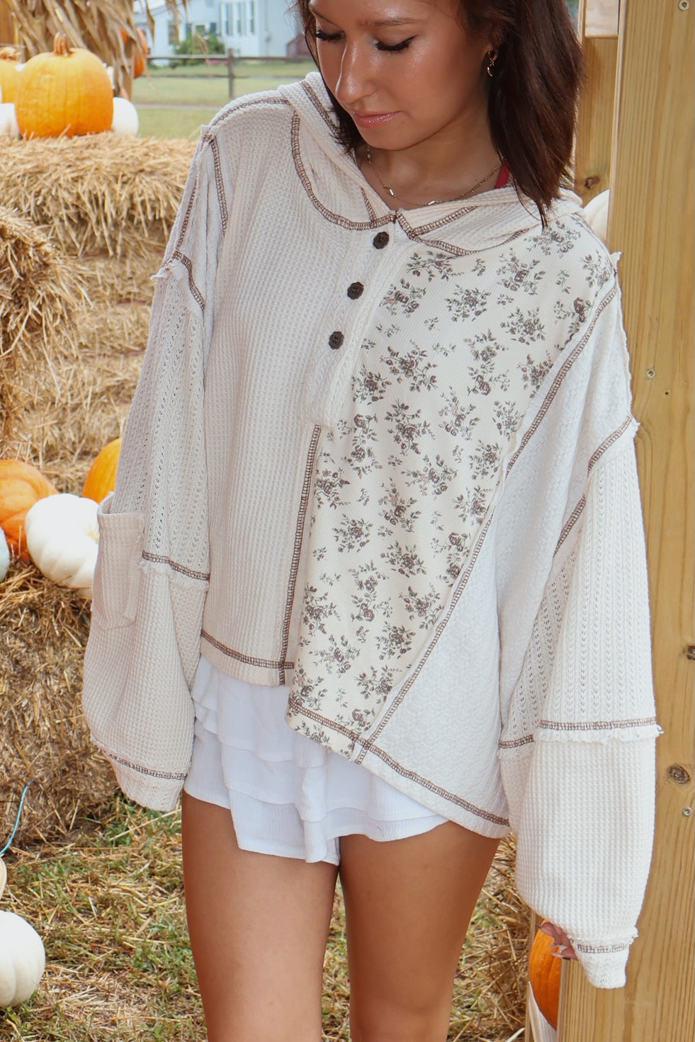 Semi Cropped Knit Hoodie