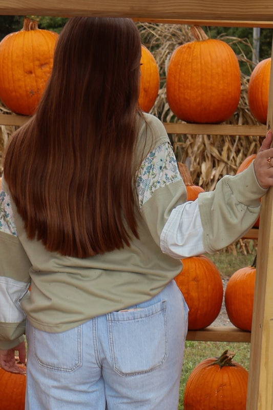 Mixed Sleeve French Terry Top