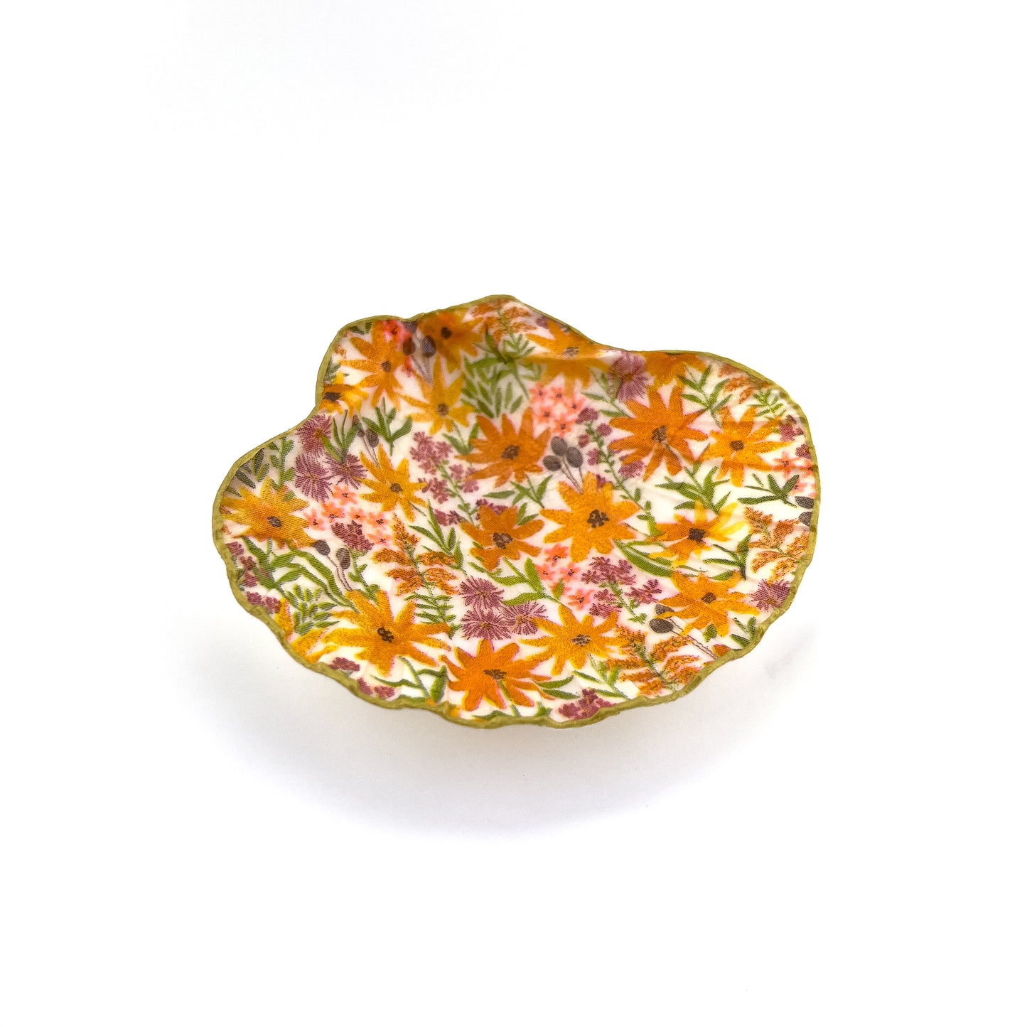 Floral Seashell Jewelry Dish