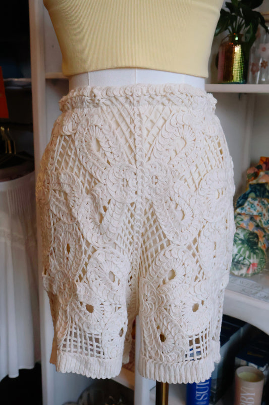 Cream Crochet Lace Shorts