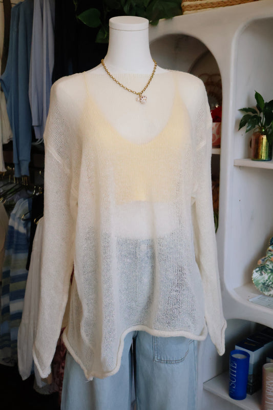 Cream Long Sleeve Cover Up