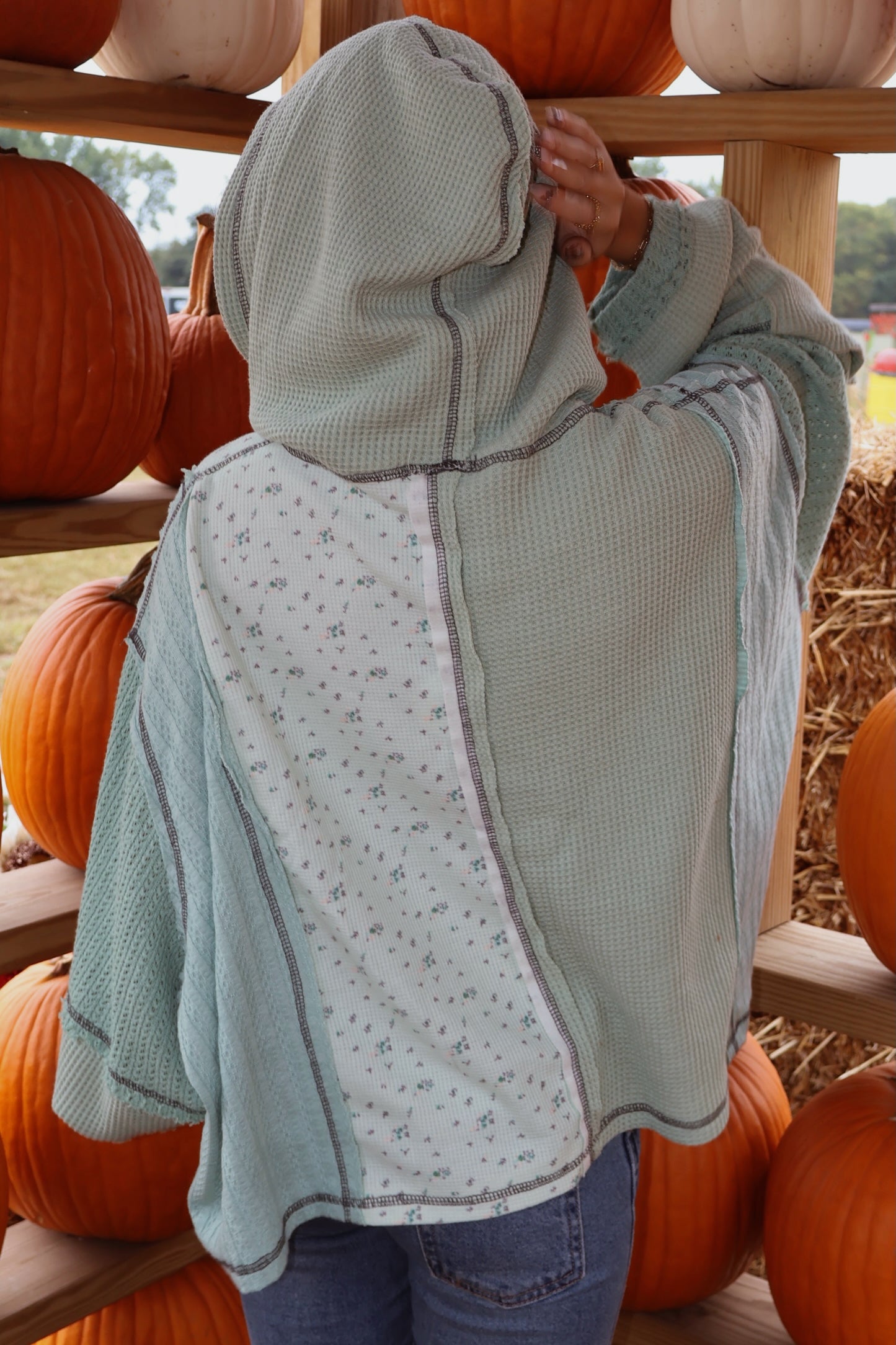 Semi Cropped Knit Hoodie