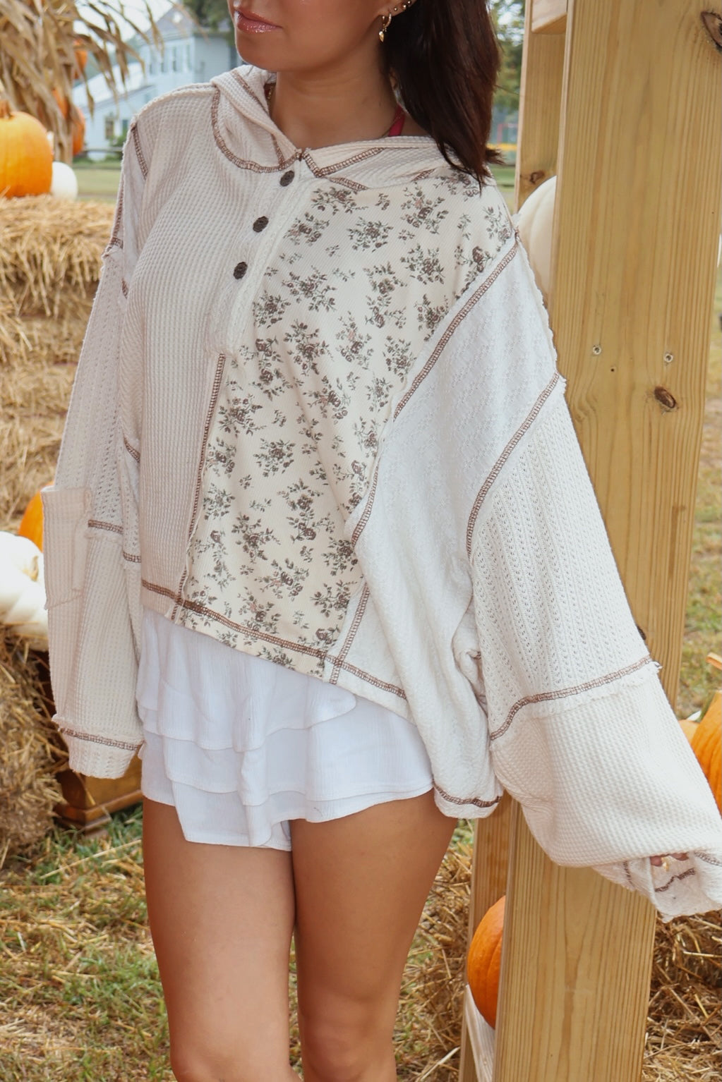 Semi Cropped Knit Hoodie