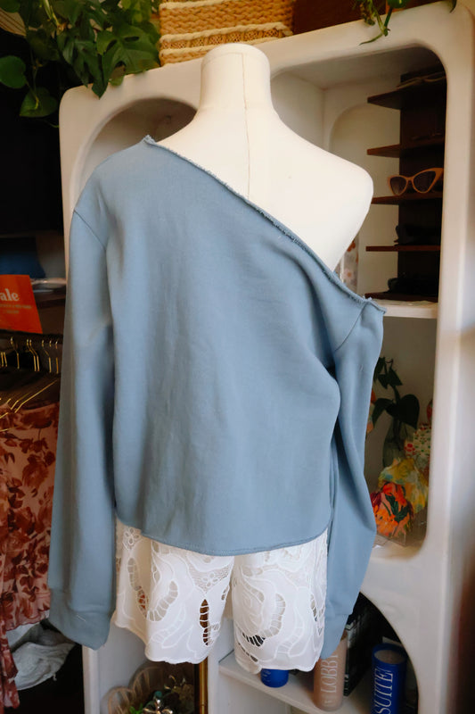 Blue One Shoulder Cutout Long Sleeve