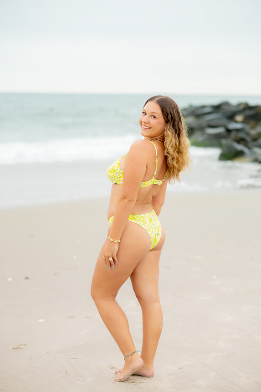 Lime Garden Shirred Bikini