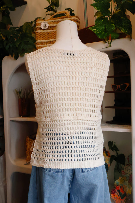 Cream Crochet Lace Vest