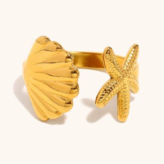 Starfish Shell Ring 18k