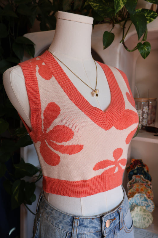 Knit Flower Crop Top