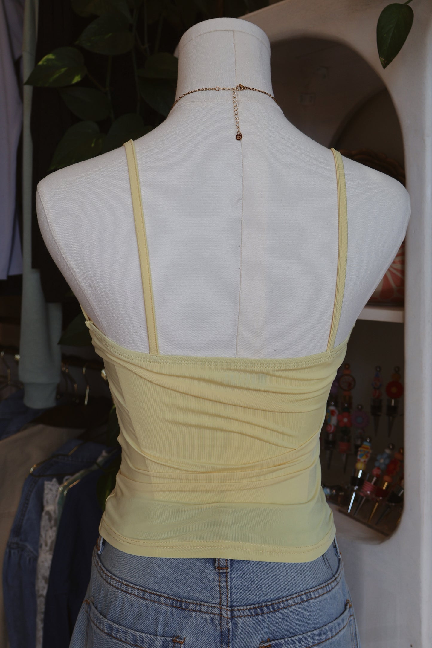 Yellow Lace Corset Tank