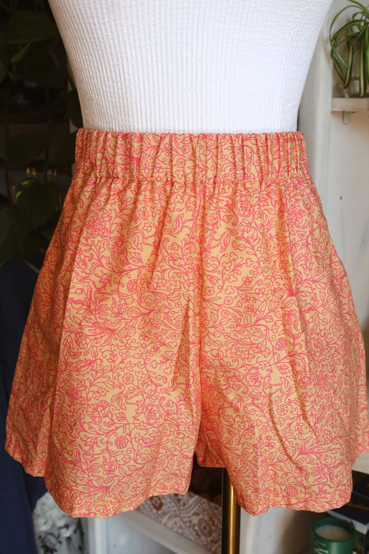 Handmade Peach Floral Shorts