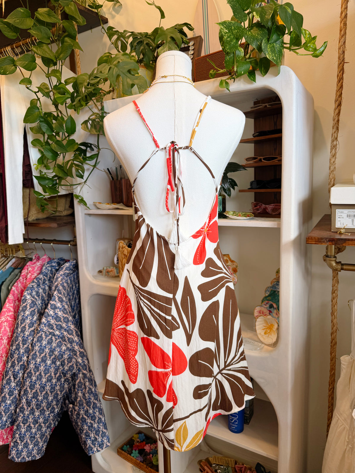 Red Floral Retro Mini Dress