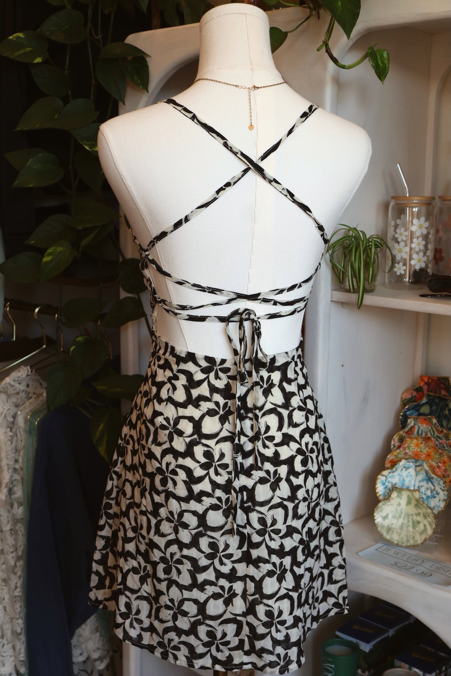 Black Floral Mini Dress