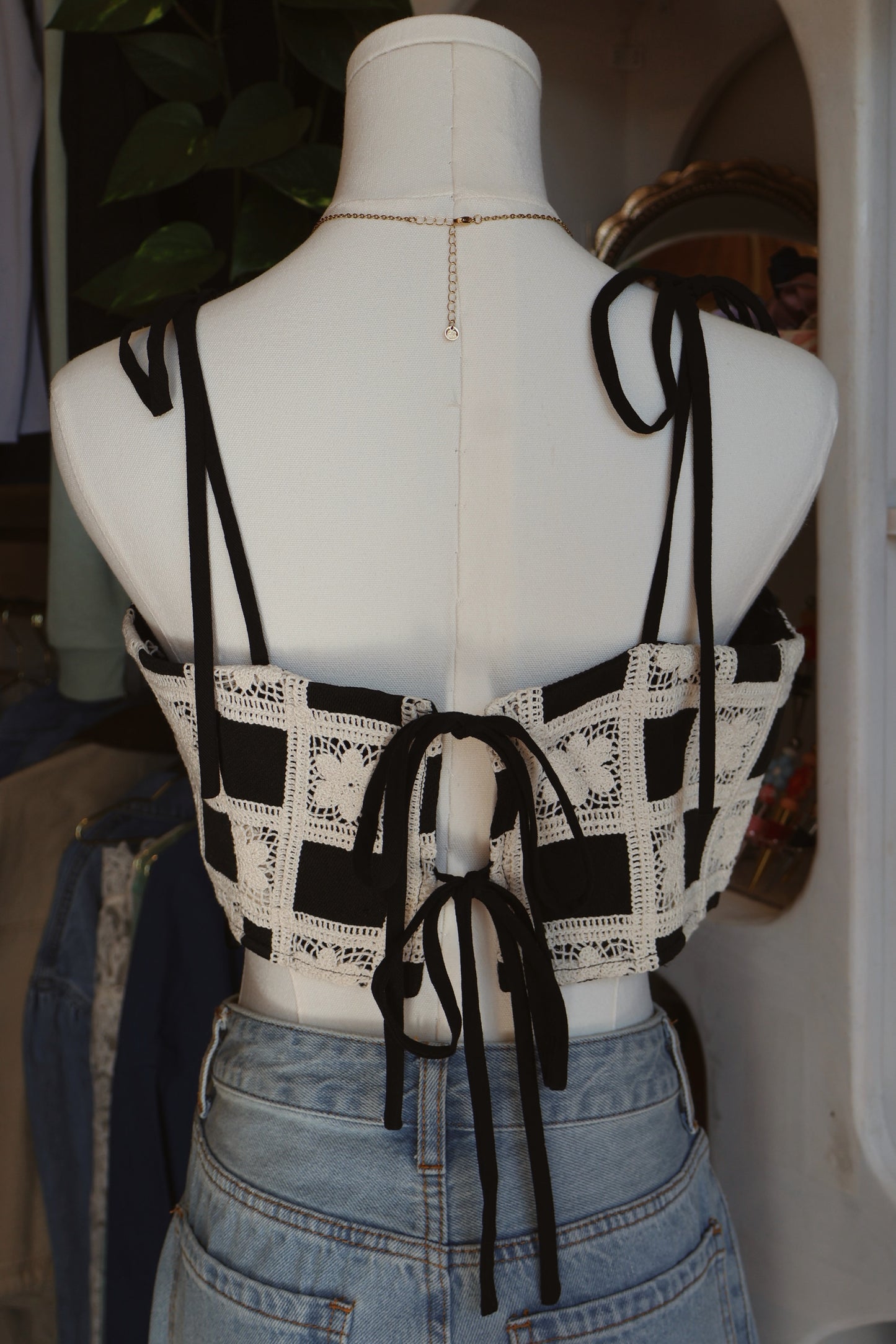 Crochet Black Crop Top