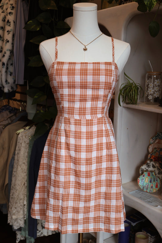 Orange Plaid Tie Dress