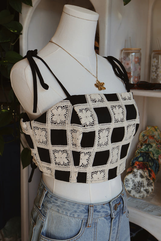 Crochet Black Crop Top