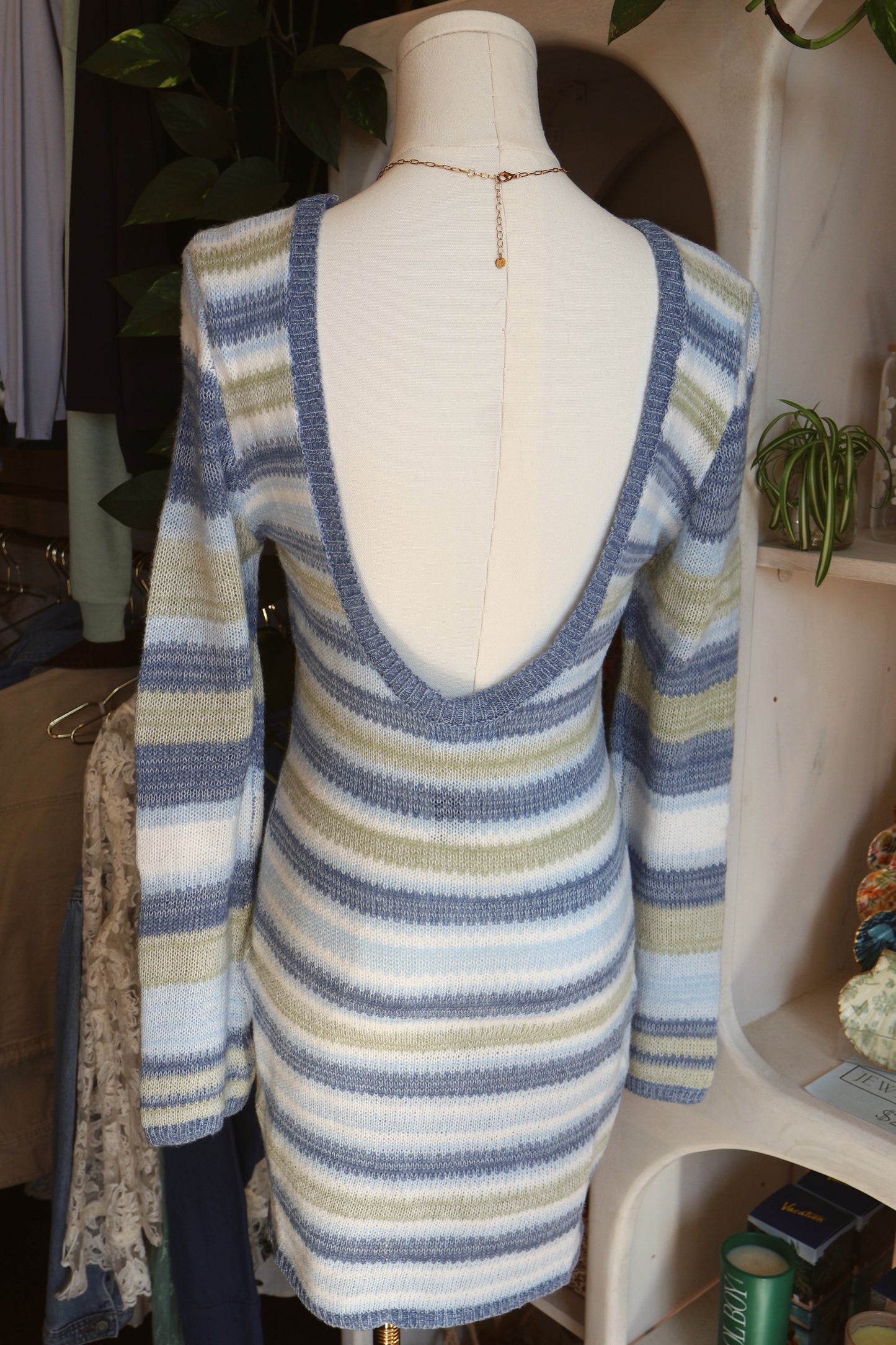 Blue Stripped Beach Sweater Dress