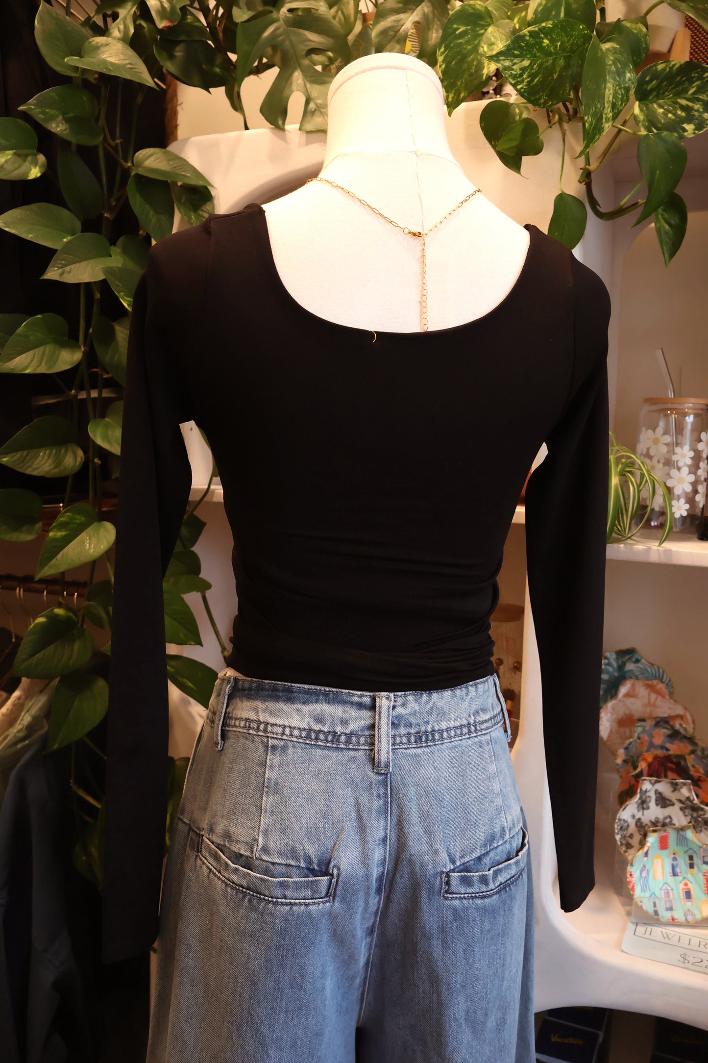 Square Neck Long Sleeve Top - Classic & Versatile