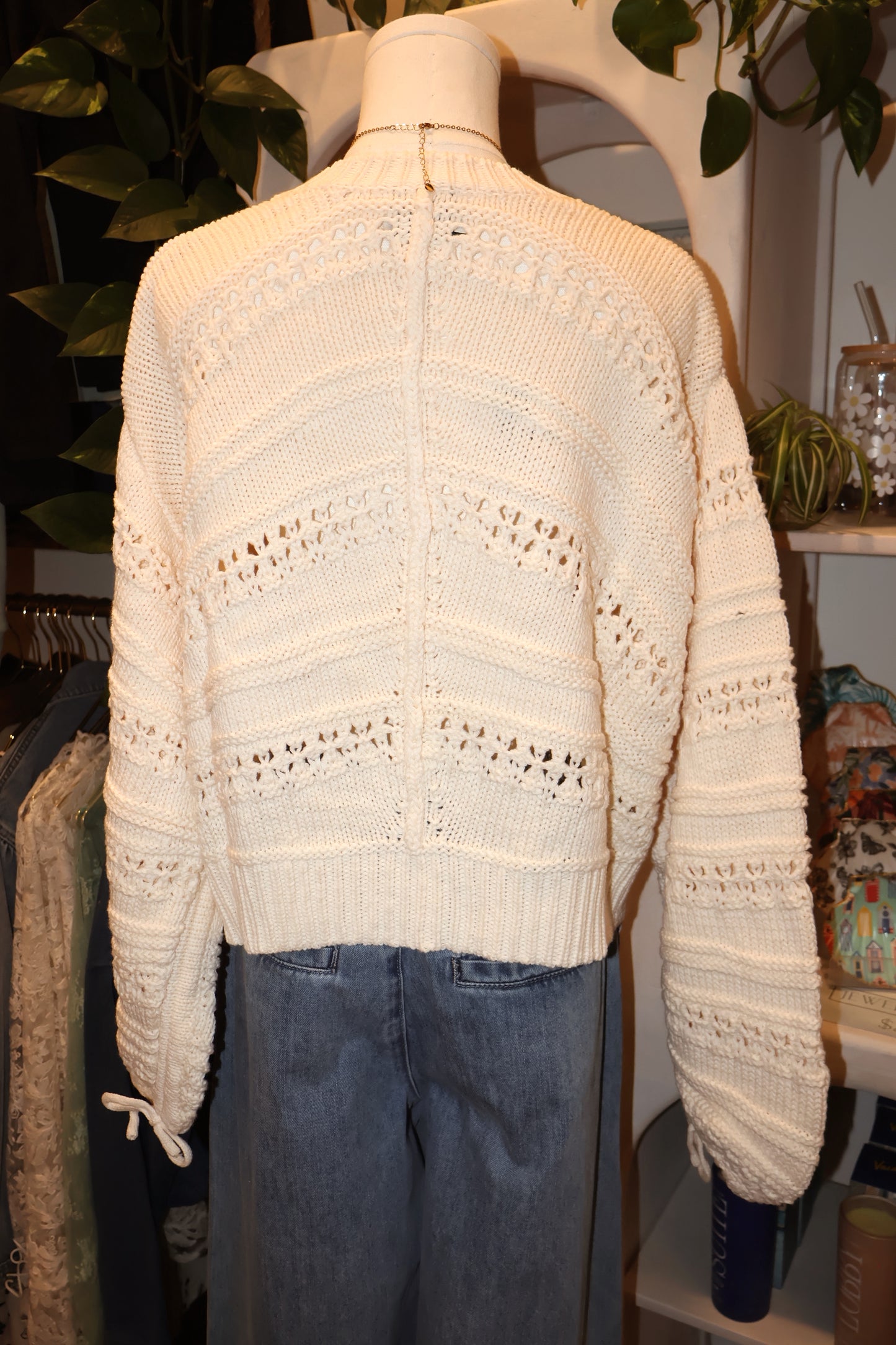 Long Sleeve Ruched Sleeve Sweater