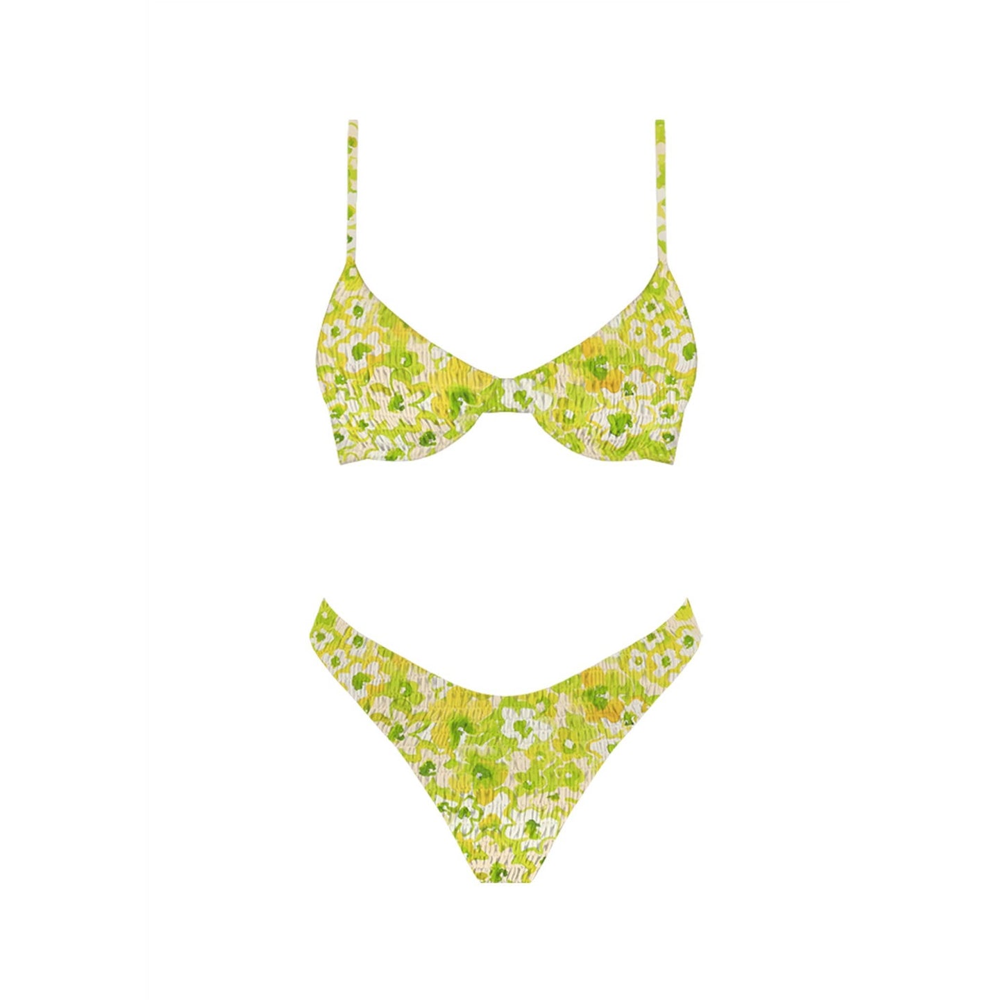 Lime Garden Shirred Bikini