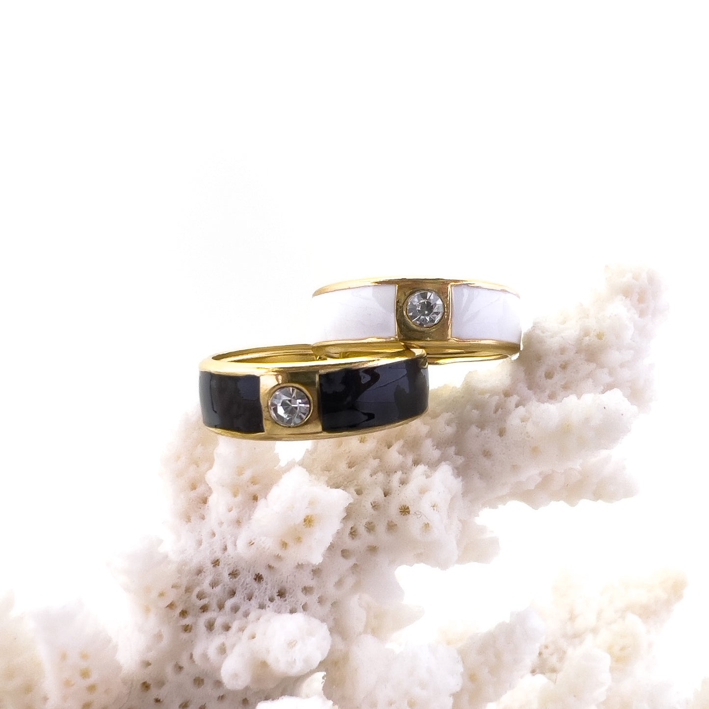 Black Enamel CZ Ring