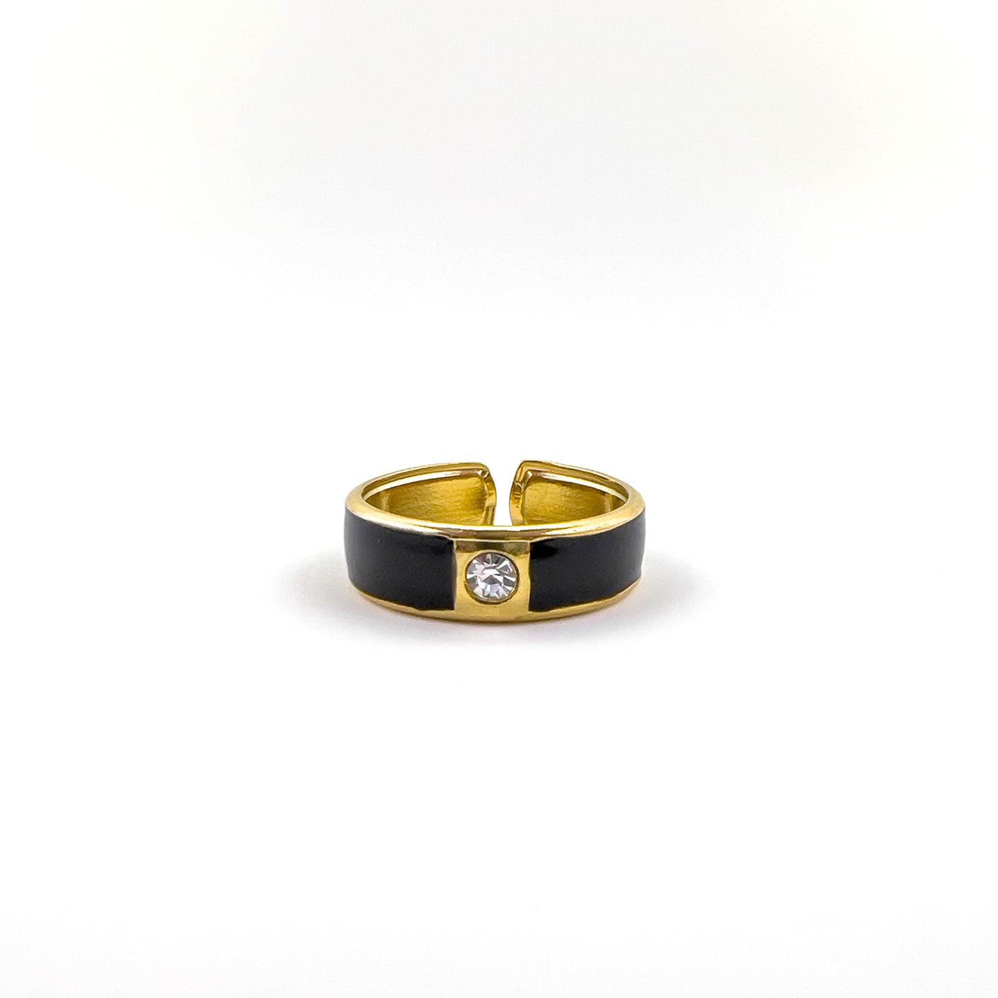 Black Enamel CZ Ring