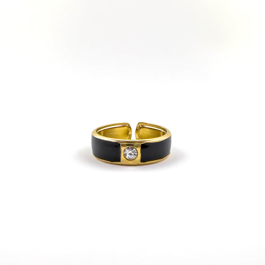 Black Enamel CZ Ring