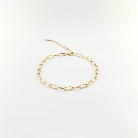 Mini Paperclip Anklet 18k
