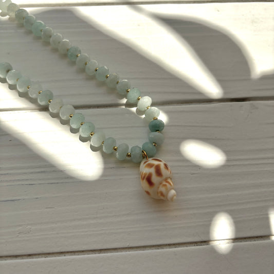 Blue Quartz Shell Necklace