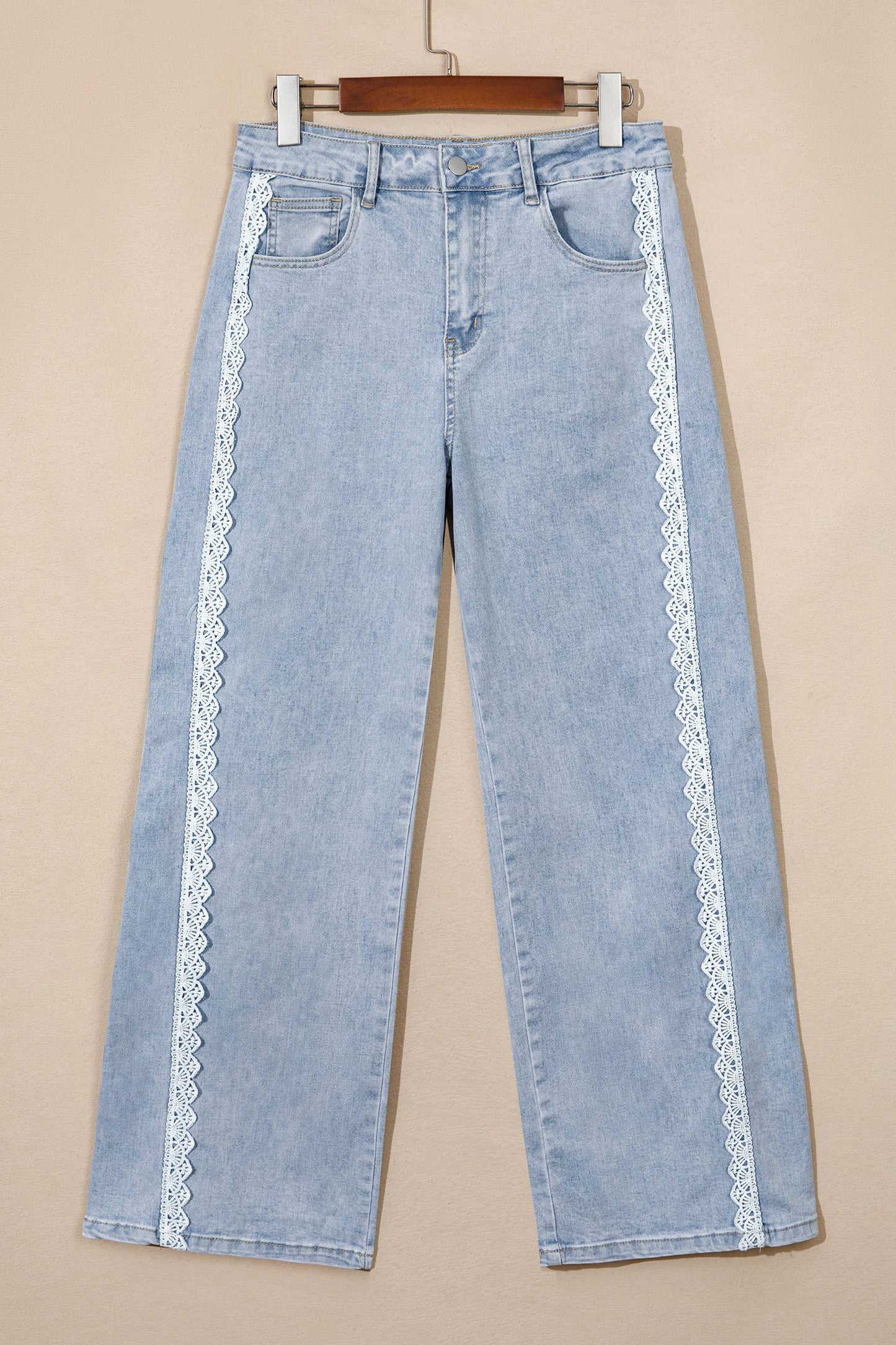 Lace Wide Leg Denim Pants