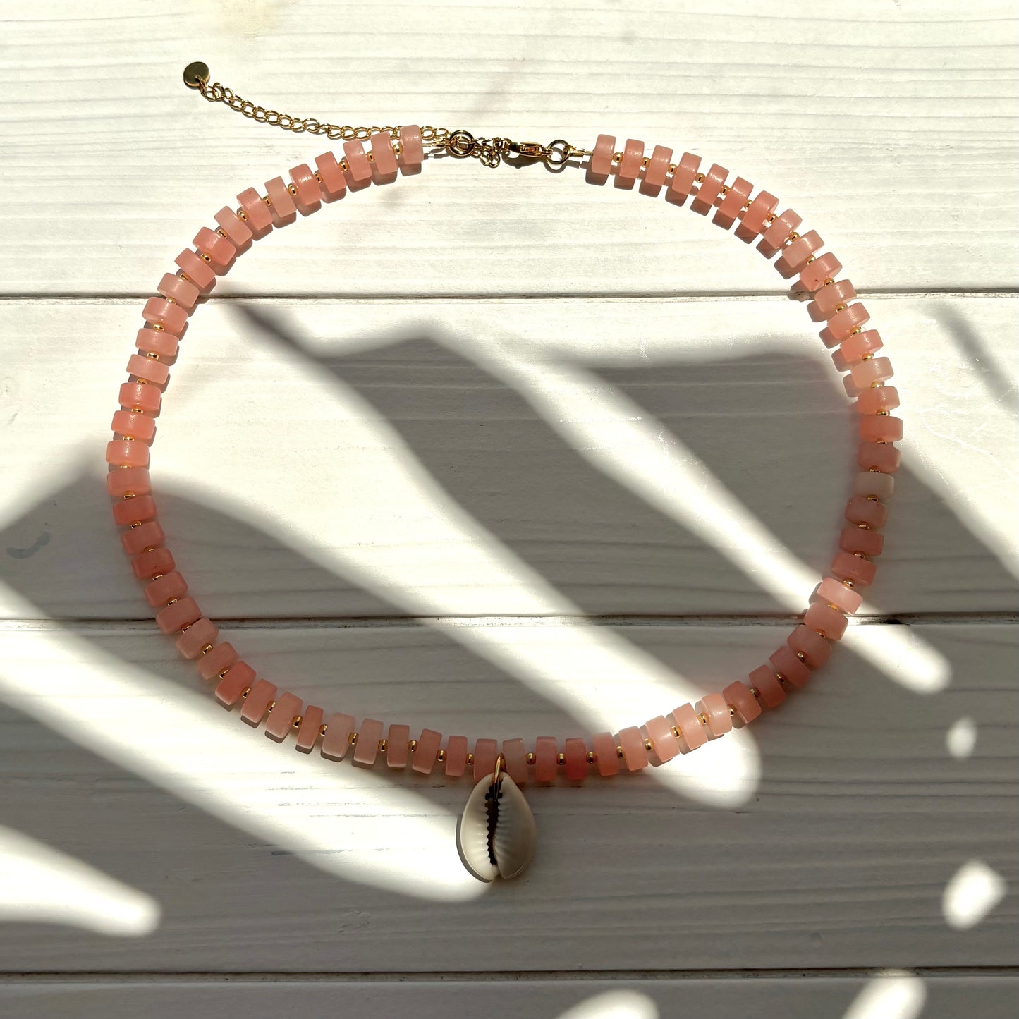 Pink Quartz Shell Necklace