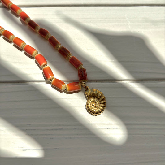 Orange Beaded Necklace
