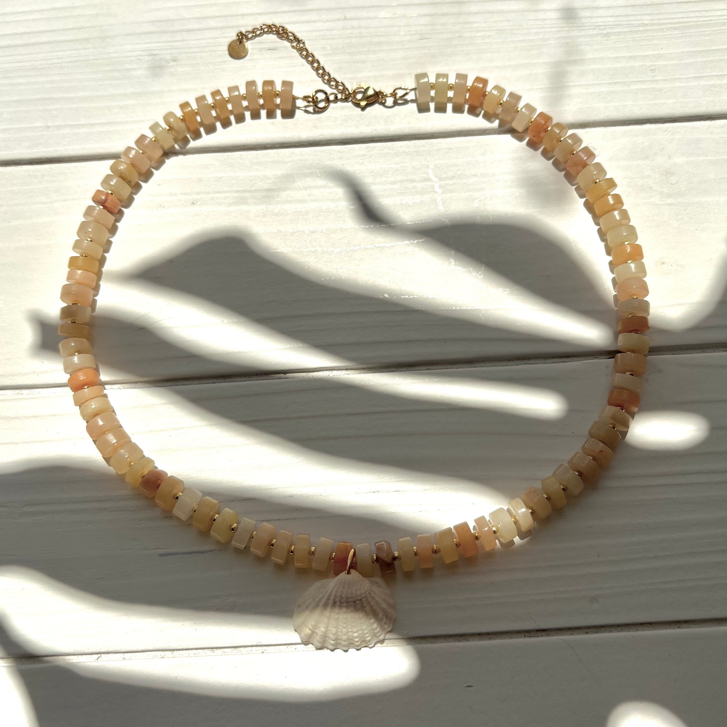 Yellow Fire Agate Shell Necklace