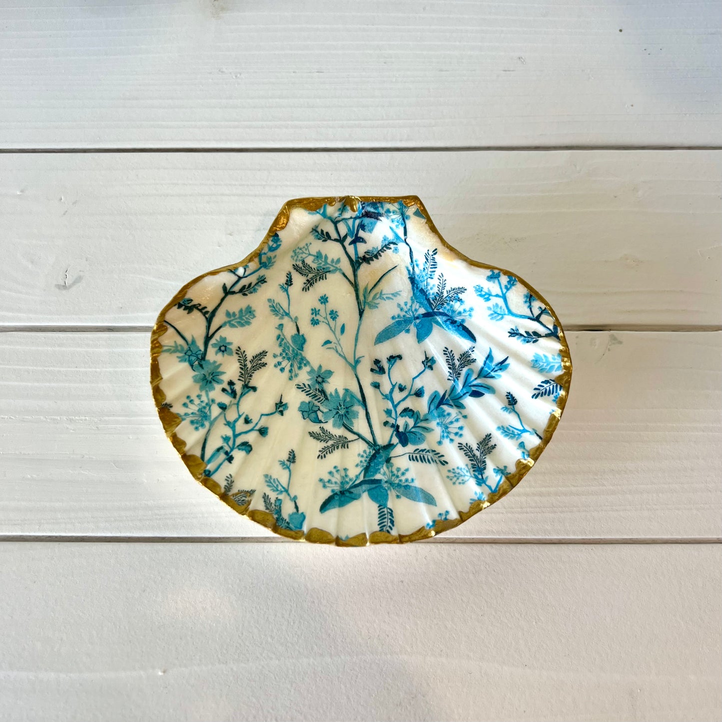 Floral Seashell Jewelry Dish