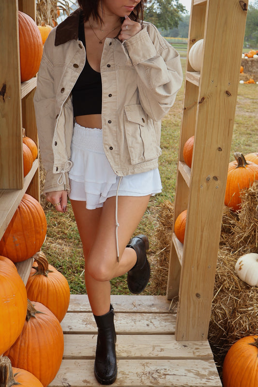 Collar Contrast Utility Jacket