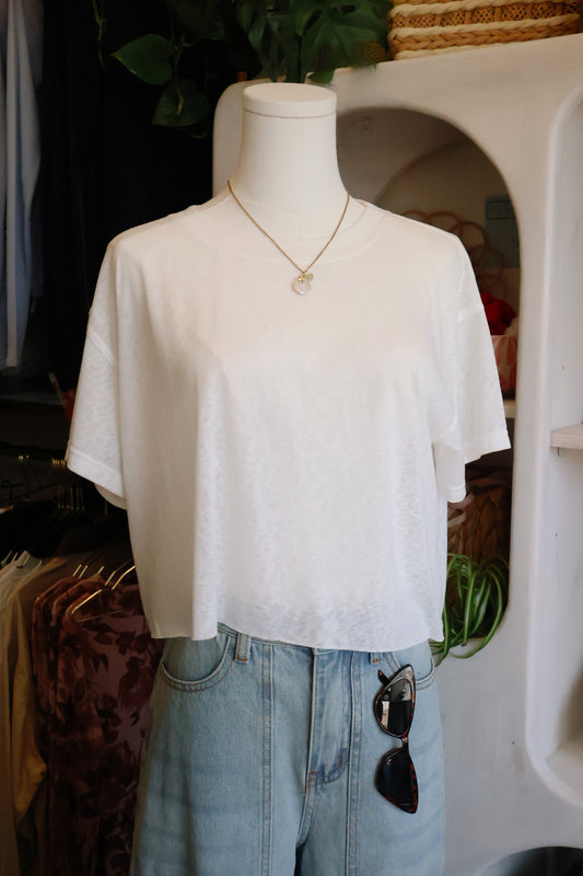 Cropped Raw Hem Tee