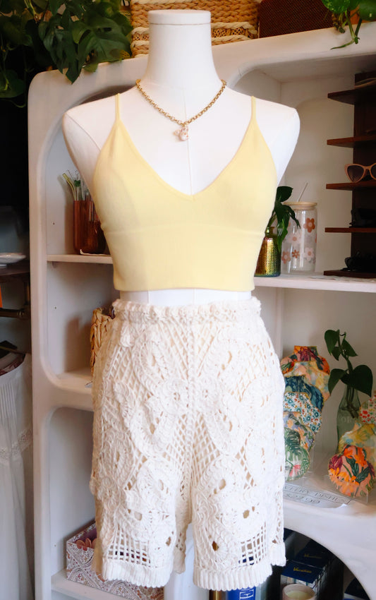 Cream Crochet Lace Shorts