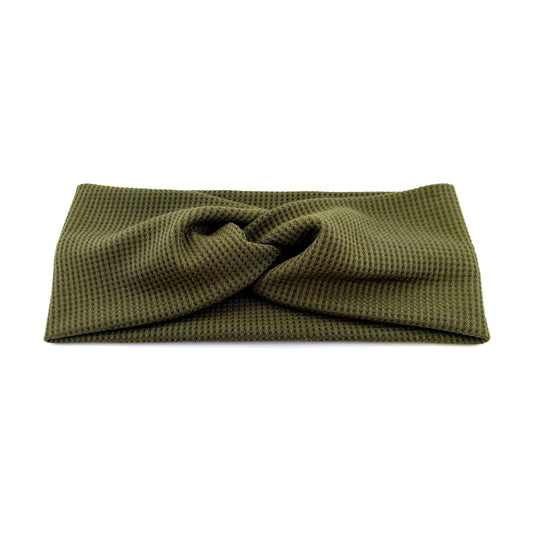 Olive Waffle Knit Headband