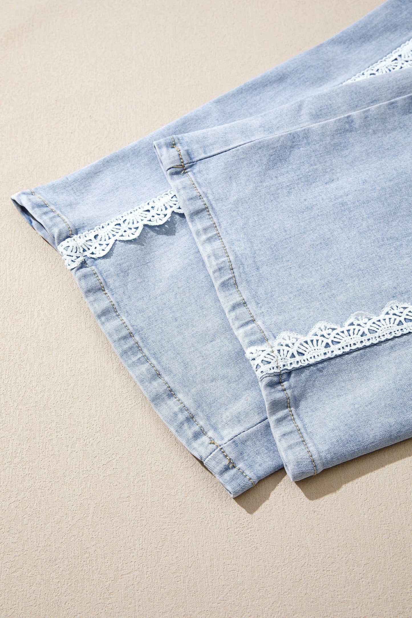 Lace Wide Leg Denim Pants