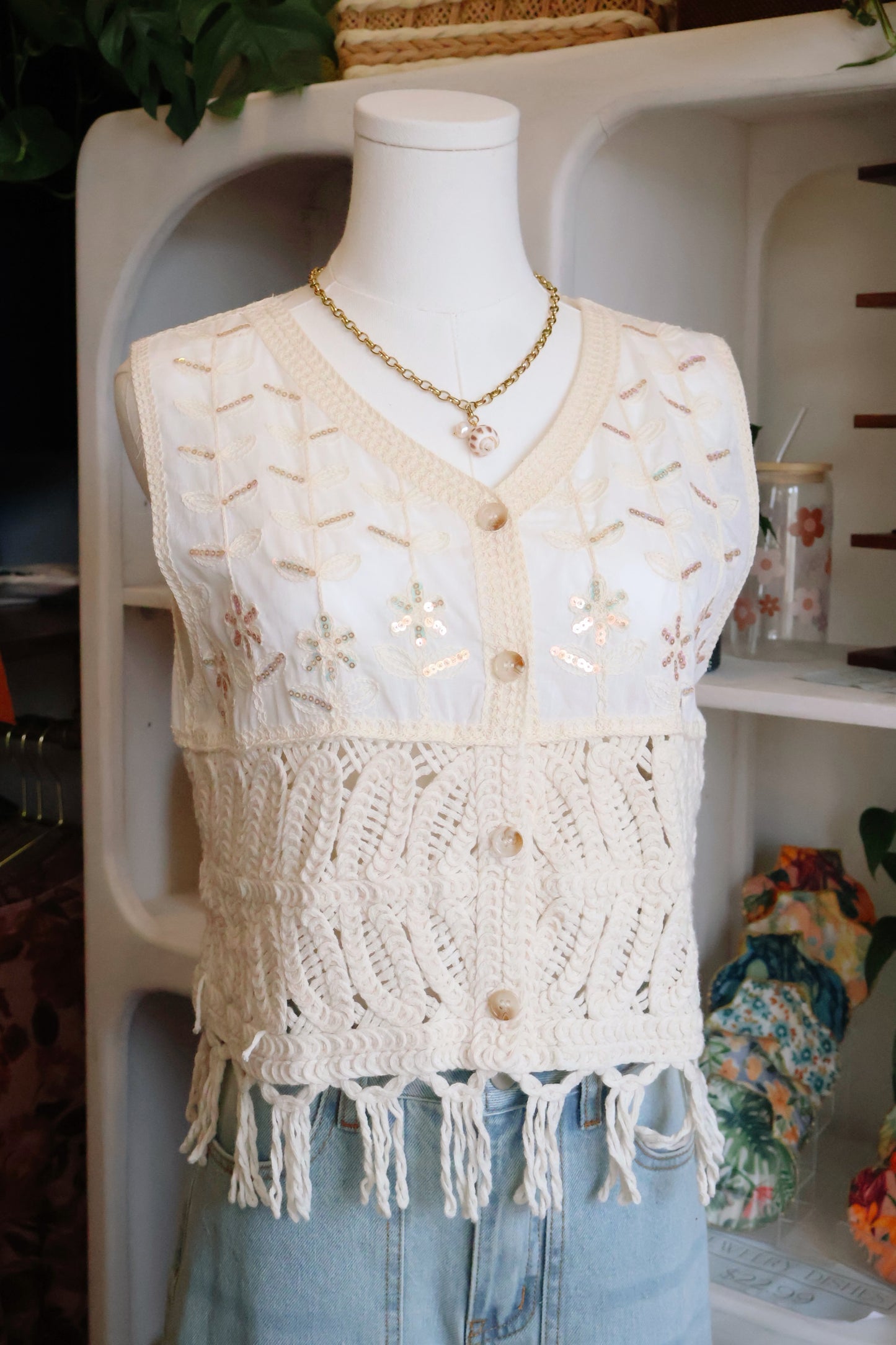 Crochet Button-Front Vest
