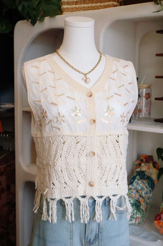 Crochet Button-Front Vest