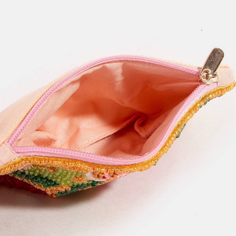 Hibiscus Beaded Coin Purse