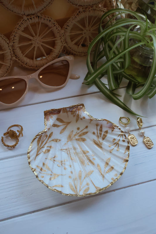 Gold Leaf Seashell Jewelry Dish