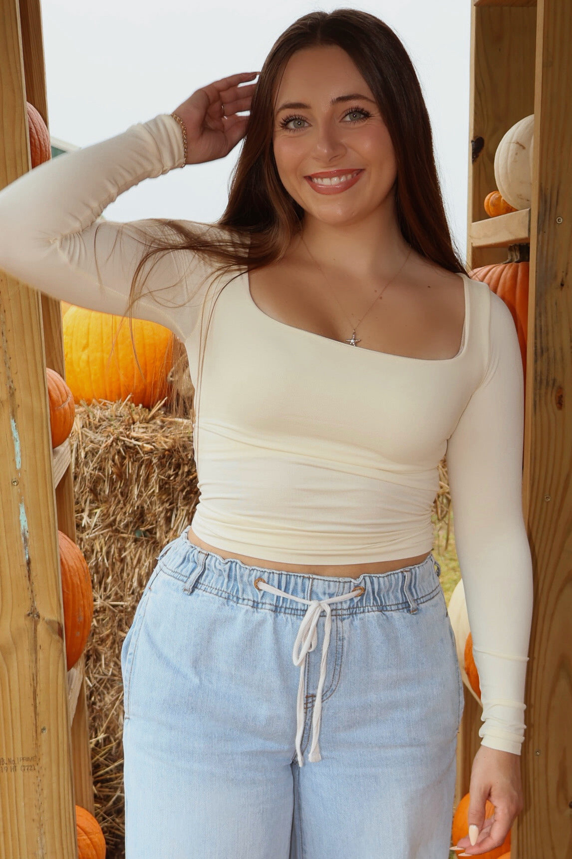 Square Neck Long Sleeve Top - Classic & Versatile