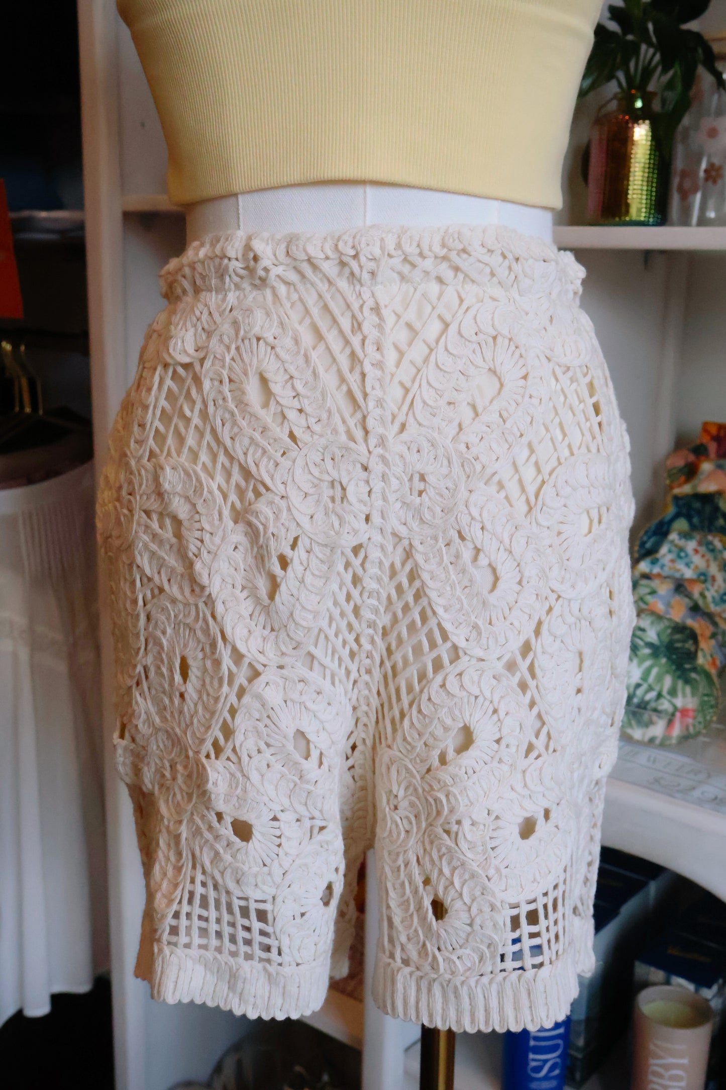 Cream Crochet Lace Shorts