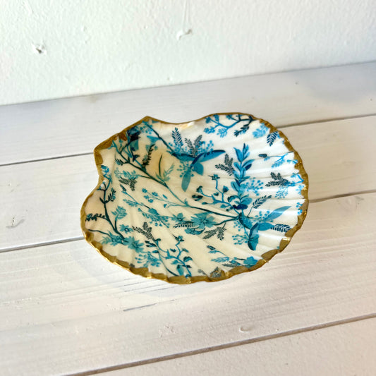 Floral Seashell Jewelry Dish
