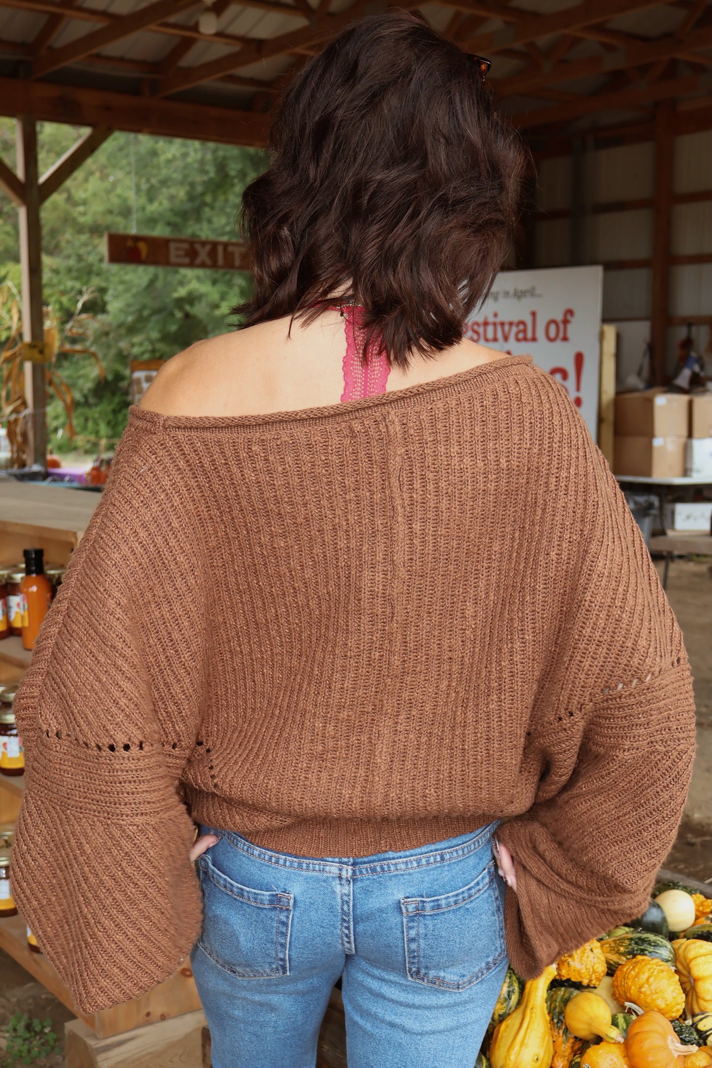 Ribbed Drop Sleeve Sweater